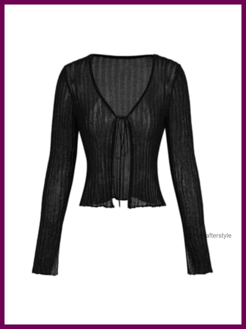 Knit Cardigan Deep V Neck Tie Front Textured Cropped